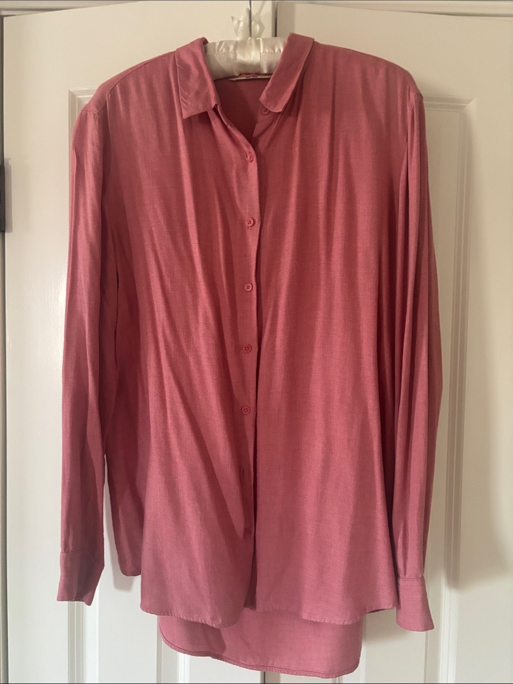 Uniqlo Dusty Rose Pink Button-Up Blouse